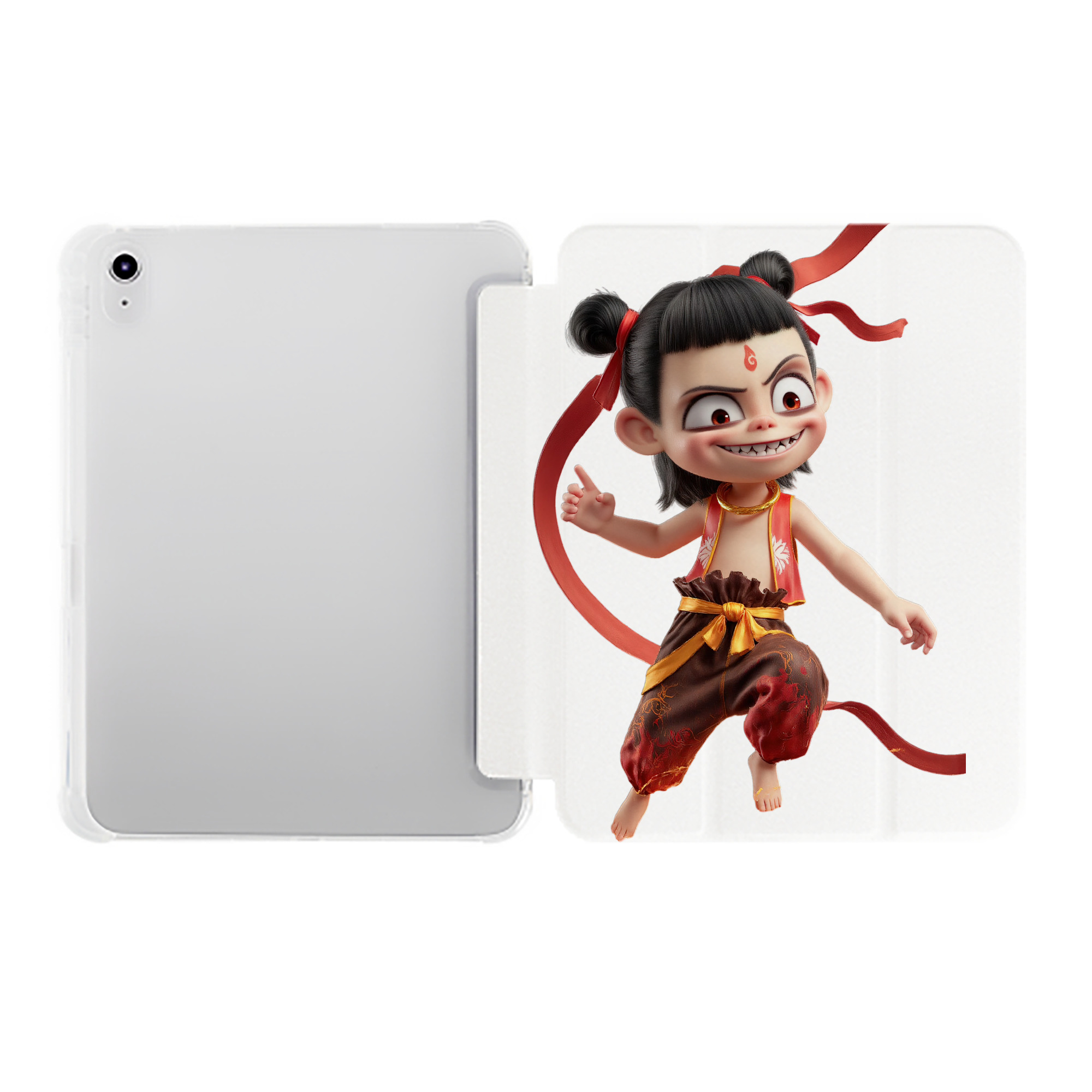 （画像用） Ne Zha 2 ナタ 魔童の大暴れ IPad ケース ペン収納付き 三つ折りスタンド PUレザー×シリコン 対応機種9.5/10.5/10.9インチ